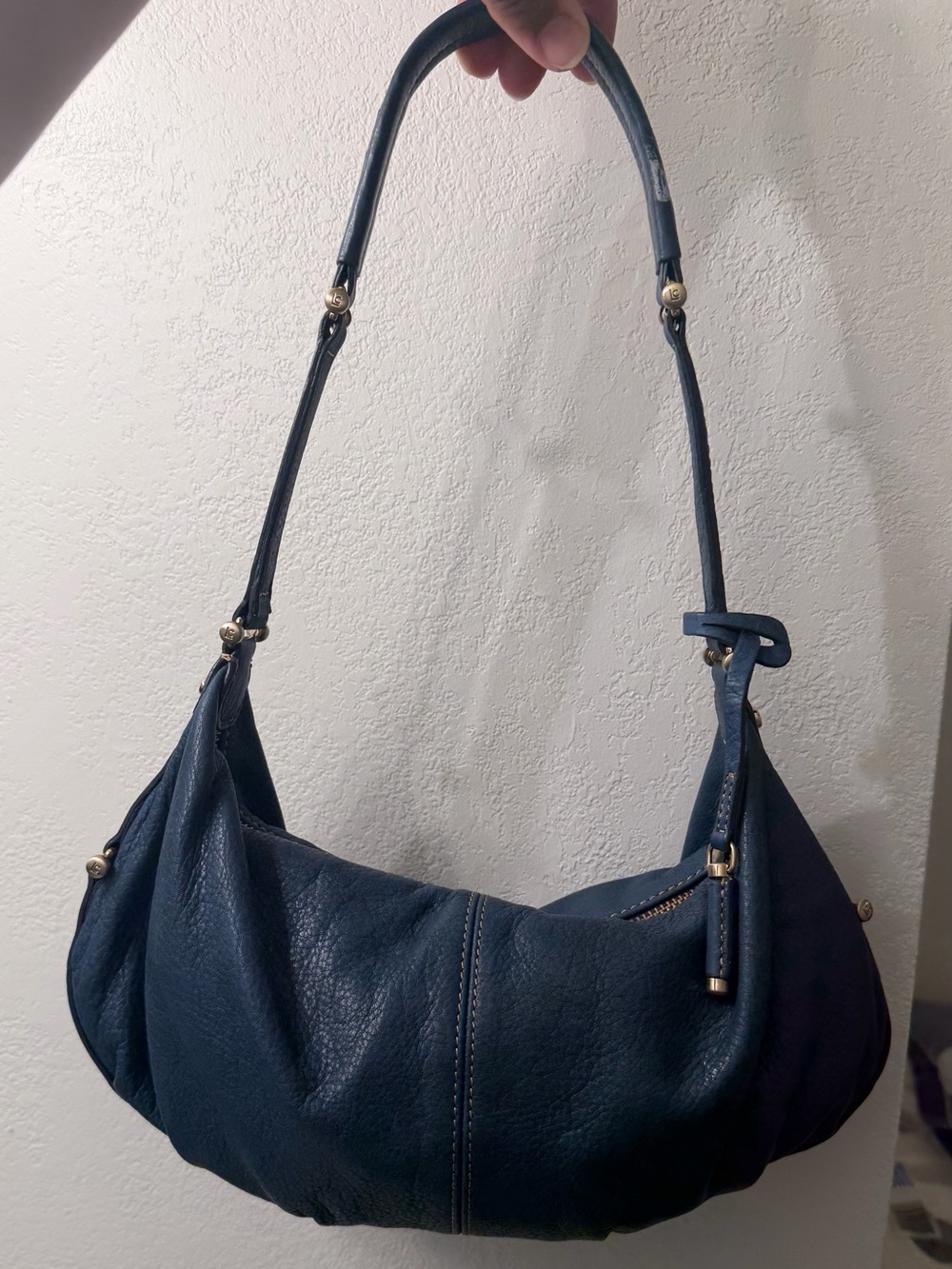 Liz Claiborne blue Soft Leather Hobo Shoulder Bag Purse Unique